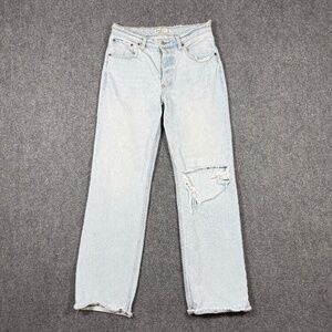 Abercrombie & Fitch The 90s Baggy Low Rise Jean 27 4R Light Wash Distressed 0208
